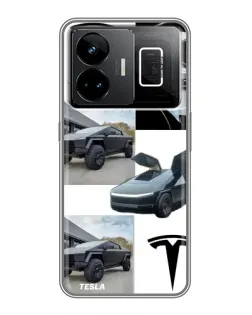 Чехол для Realme GT3 с картинкой «Коллаж Cybertruck Tesla»