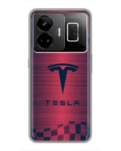 Чехол для Realme GT3 с картинкой «Тесла красный карбон»