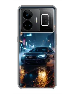 Чехол для Realme GT3 с картинкой «Ночной город и Audi»