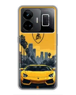 Чохол для Realme GT3 з картинкою «Жовтий Lamborghini місто»