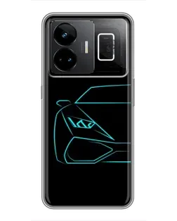 Чохол для Realme GT3 з картинкою «Блакитний силует Lamborghini»