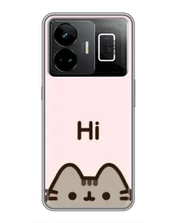 Чехол для Realme GT3 с картинкой «Пушин говорит Hi» Чехол для Realme GT3 с картинкой «Пушин говорит Hi»