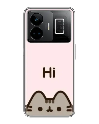 Чехол для Realme GT3 с картинкой «Пушин говорит Hi»