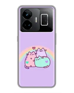 Чехол для Realme GT3 с картинкой «Радужные Пушины»