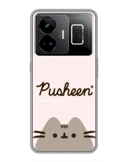 Чехол для Realme GT3 с картинкой «Pusheen логотип»