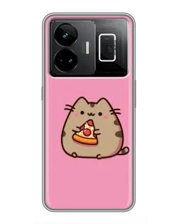 Чехол для Realme GT3 с картинкой «Пушин с пиццей»