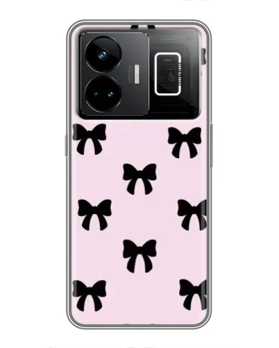Чехол для Realme GT3 с картинкой «Черные банты Coquette»