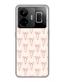 Чехол для Realme GT3 с картинкой «Розовые бантики Coquette»