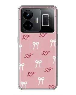 Чехол для Realme GT3 с картинкой «Сердца и банты»