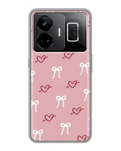 Чехол для Realme GT3 с картинкой «Сердца и банты»
