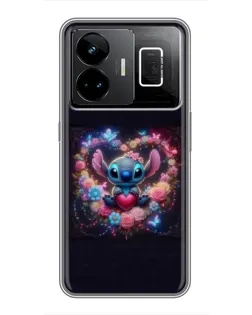 Чехол для Realme GT3 с картинкой «Stitch в цветах» Чехол для Realme GT3 с картинкой «Stitch в цветах»