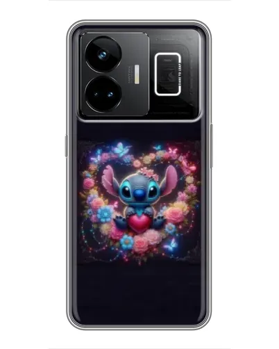 Чехол для Realme GT3 с картинкой «Stitch в цветах»
