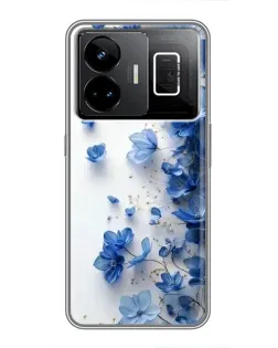 Чехол для Realme GT3 с картинкой «Голубой цветочный каскад»