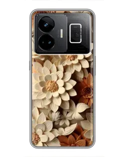 Чехол для Realme GT3 с картинкой «Бежевый флористический декор»