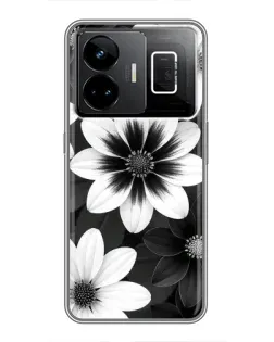 Чехол для Realme GT3 с картинкой «Монохромные астры»