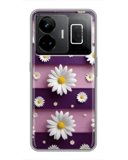 Чехол для Realme GT3 с картинкой «Ромашки на фиолетовом»