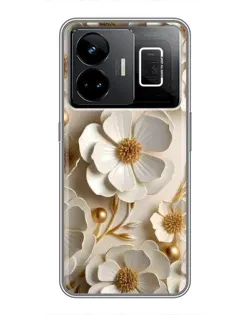 Чехол для Realme GT3 с картинкой «Белие бумажние  цвети»