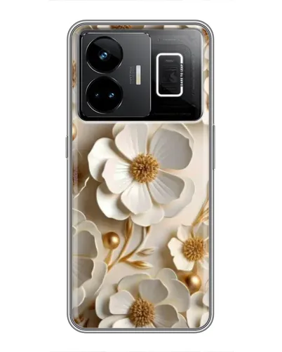 Чехол для Realme GT3 с картинкой «Белие бумажние  цвети»
