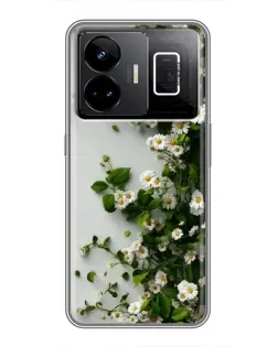 Чехол для Realme GT3 с картинкой «Ветка мелких белых цветов»