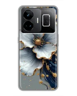 Чехол для Realme GT3 с картинкой «Белый цветок и золотой флюид»