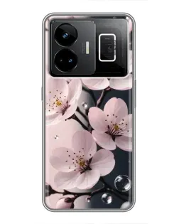 Чехол для Realme GT3 с картинкой «Нежная сакура и капли»