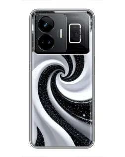 Чехол для Realme GT3 с картинкой «Черно-белая спираль»