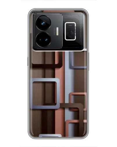Чохол для Realme GT3 з картинкою «Коричневі об'ємні квадрати»