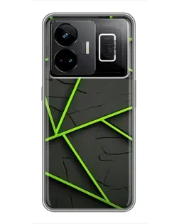 Чохол для Realme GT3 з картинкою «Зелені геометричні лінії»