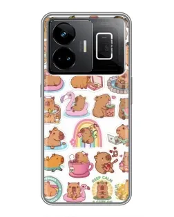 Чехол для Realme GT3 с картинкой «Капибары набор»