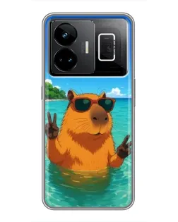 Чехол для Realme GT3 с картинкой «Морская капибара»
