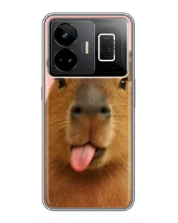 Чехол для Realme GT3 с картинкой «Капибара с языком»
