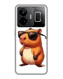 Чехол для Realme GT3 с картинкой «Капибара в очках»
