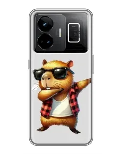 Чехол для Realme GT3 с картинкой «Капибара рэпер даб»