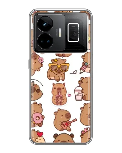 Чехол для Realme GT3 с картинкой «Стикерпак с капибарами»
