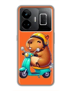 Чехол для Realme GT3 с картинкой «Капибара на скутере»