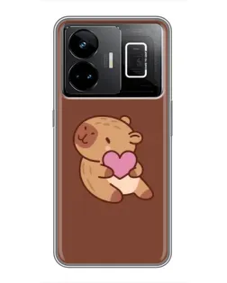 Чехол для Realme GT3 с картинкой «Капибара с сердцем»
