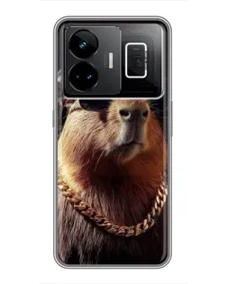 Чехол для Realme GT3 с картинкой «Капибара золотая цепь»