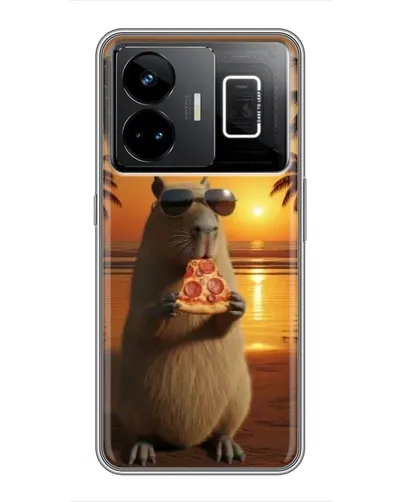 Чехол для Realme GT3 с картинкой «Капибара с пиццей»