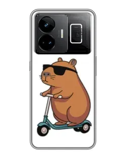 Чехол для Realme GT3 с картинкой «Капибара на самокате»