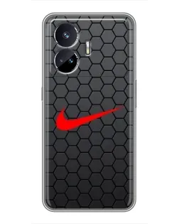 Чехол для Realme GT5 с картинкой «Nike — карбоновая сетка»