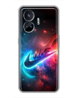 Чехол для Realme GT5 с картинкой «Огненный логотип Nike»