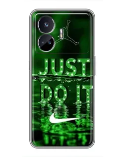 Чехол для Realme GT5 с картинкой «Зеленый неоновый Nike»