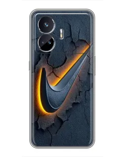 Чехол для Realme GT5 с картинкой «Объемный логотип Найк»