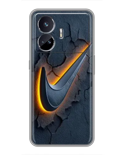 Чехол для Realme GT5 с картинкой «Объемный логотип Найк»