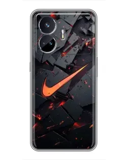 Чехол для Realme GT5 с картинкой «Nike — эффект разломов»