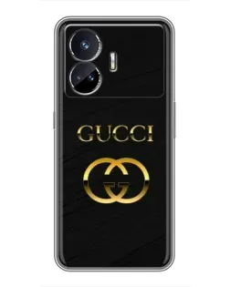 Чехол для Realme GT5 с картинкой «Золотой логотип Gucci»