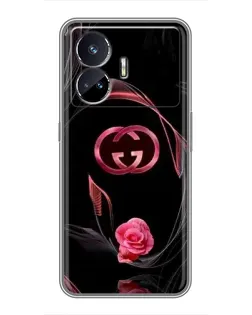 Чехол для Realme GT5 с картинкой «Gucci — неоновая роза»