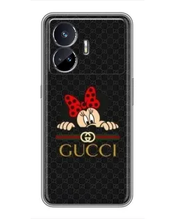 Чехол для Realme GT5 с картинкой «Минни Маус Gucci — черный»