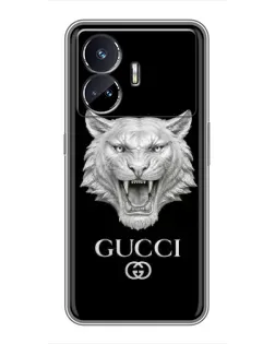 Чехол для Realme GT5 с картинкой «Gucci — серебряный лев»