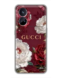 Чехол для Realme GT5 с картинкой «Gucci — бордовые розы»